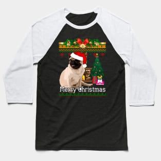 Ugly Christmas Sweater PUGS Baseball T-Shirt